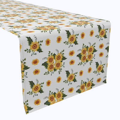 Table Runner, 100% Cotton, 16X108", Sunflower Style