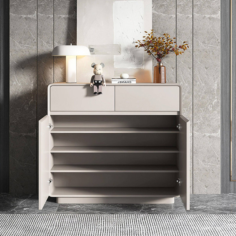 16 Pair Shoe Storage Cabinet, 39.37" H x 35.43" W x 13.78" D, Gray