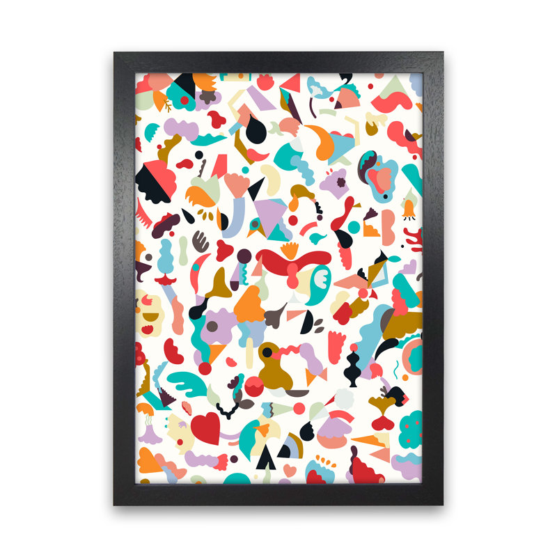 Dreamy Animal Shapes White - Wrapped Canvas Print, Black Framed, 34cm H x 25cm W x 3cm D