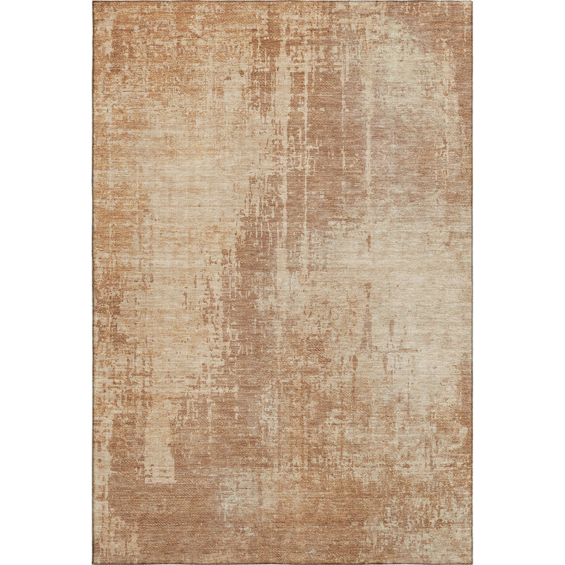 Premium Machine Washable Prisco Terracotta Rug, Rectangle 5' x 7'6"