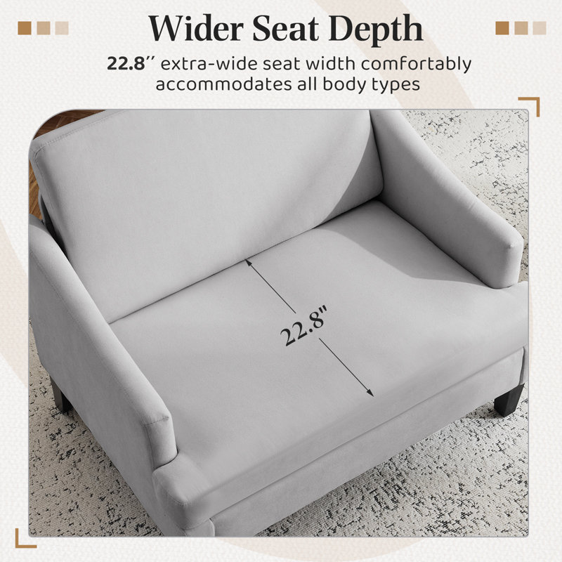 41" Oversized Accent Chair With Ottoman - 33.5'' Wide Seat Comfy Armchair And 2 Pillows, Light Gray/Dark Gray Ottoman