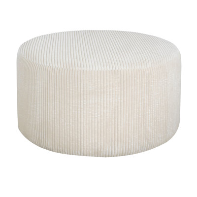 Upholstered Round Ottoman with Corduroy Fabric, Modern Coffee Table Footrest for Living Room by Latitude Run