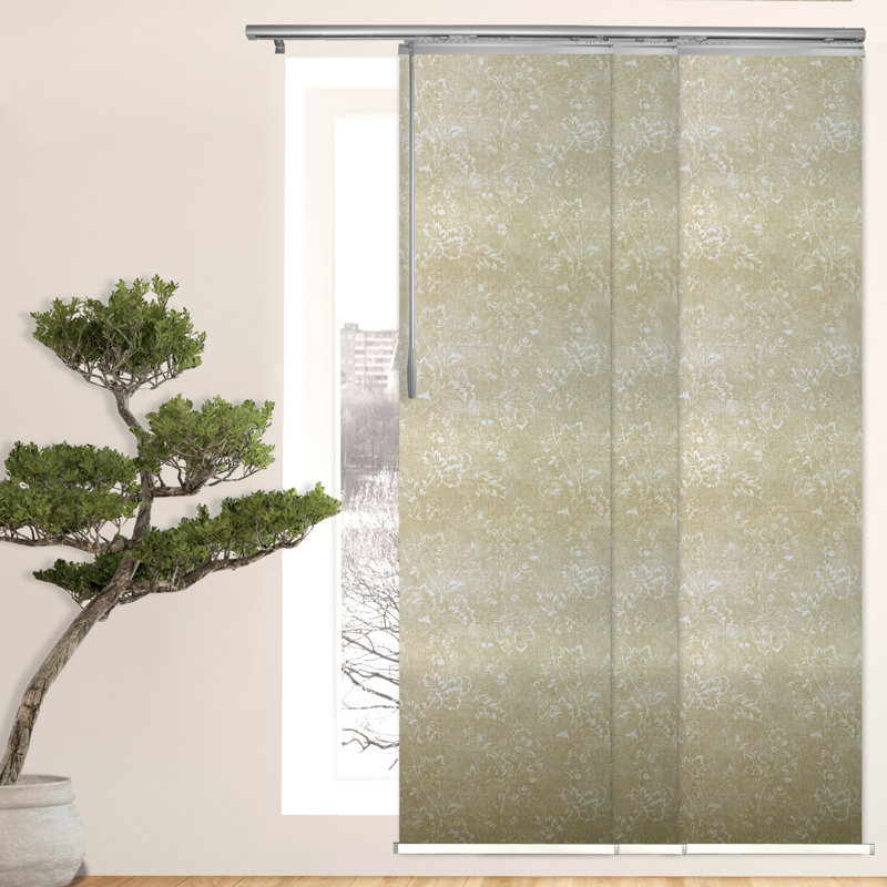 Store vertical semi-diaphane Amaryllis, Nickel satiné, L 66 po x L 94 po