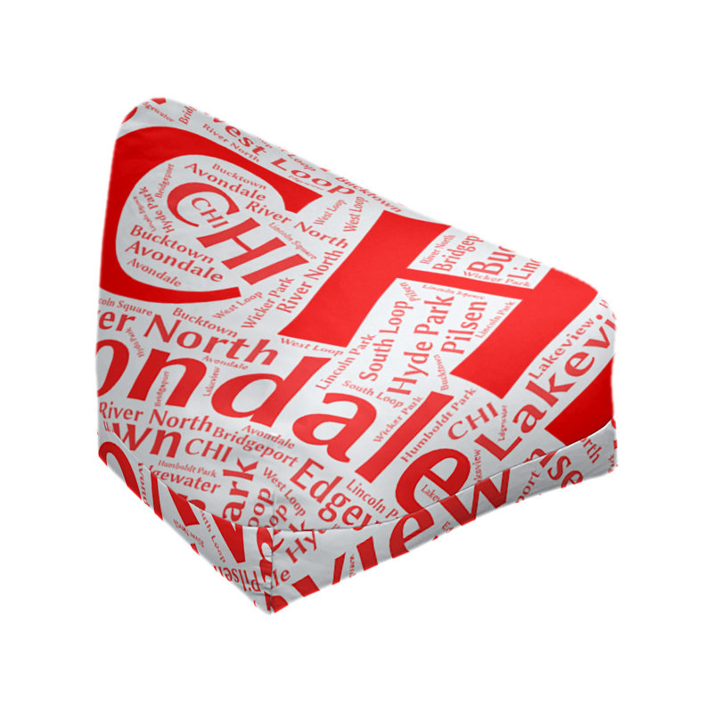 Classic Bean Bag, 30" H x 27" W x 25" D, Red Polyester Blend, Chicago