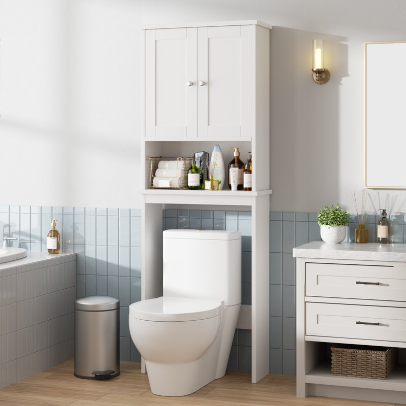 Behren 65.4'' H x 23.6'' W x 9.1'' D Freestanding over-the-Toilet Storage, White