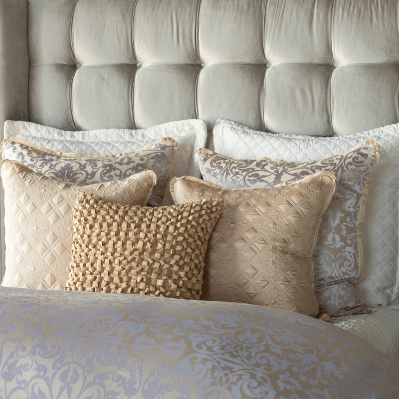 Ribbon Silk Square Pillow Cover & Insert, Silver