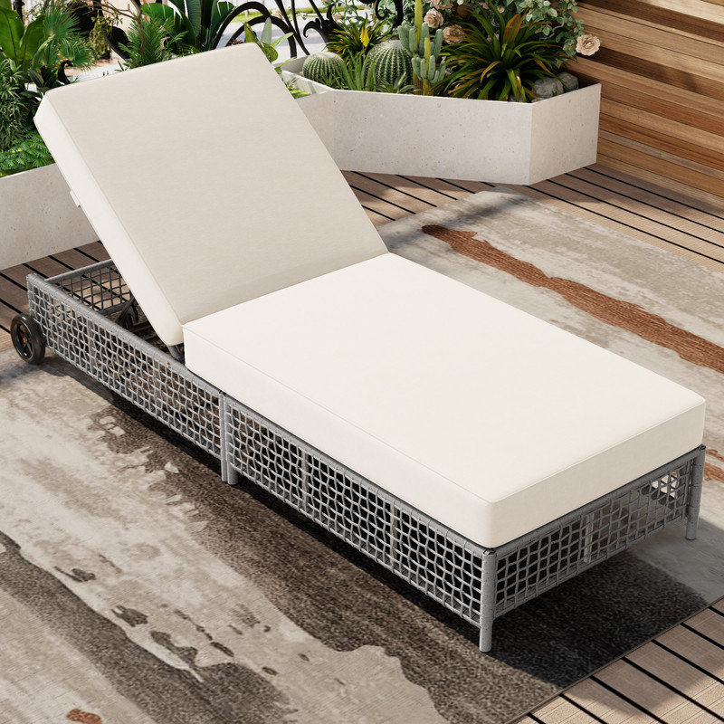 Chaise longue d'extérieur avec dossier à 5 positions, Gris