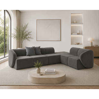 6 Seater Velvet Sofa & Chaise