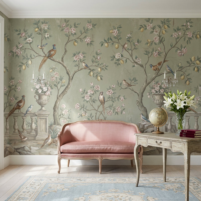 Décoration murale amovible classique papier peint de jardin classique, Non tissé, 200 po x 120 po