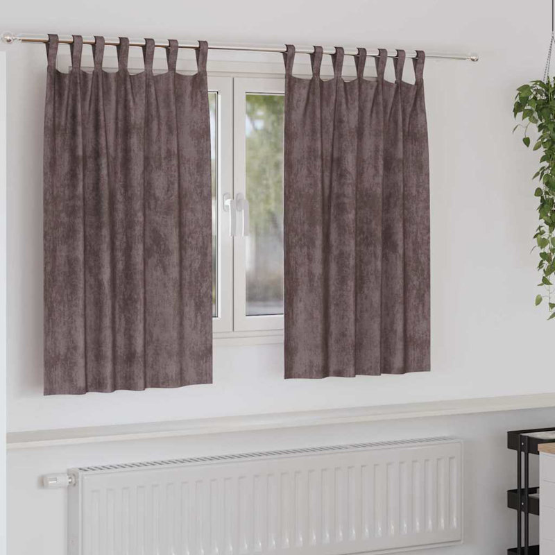 Alithia Velvet Room Darkening Curtain Pair, 140cm Width x 140cm Drop, Brown