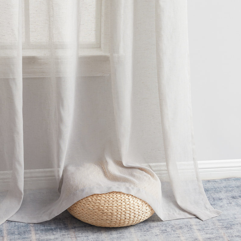 Linen Semi-Sheer Grommet Curtain Panels, 54" W x 84" L, Light Gray