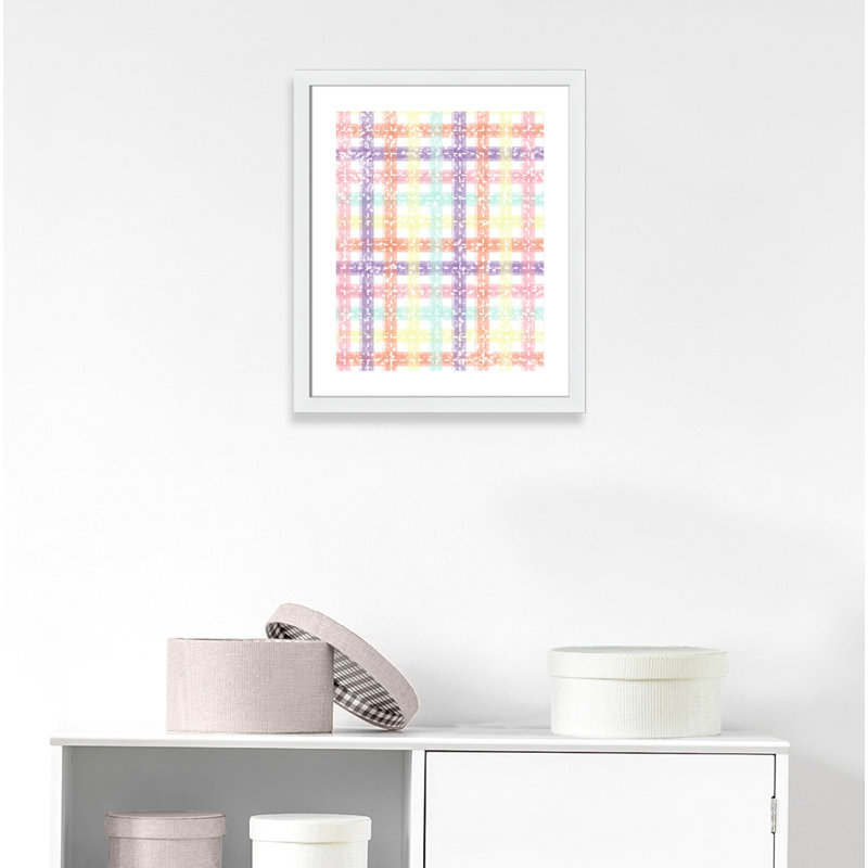 Unique Plaid' Wall Decal, 26.5" H x 22.5" W x 0.625" D, White Flat Framed