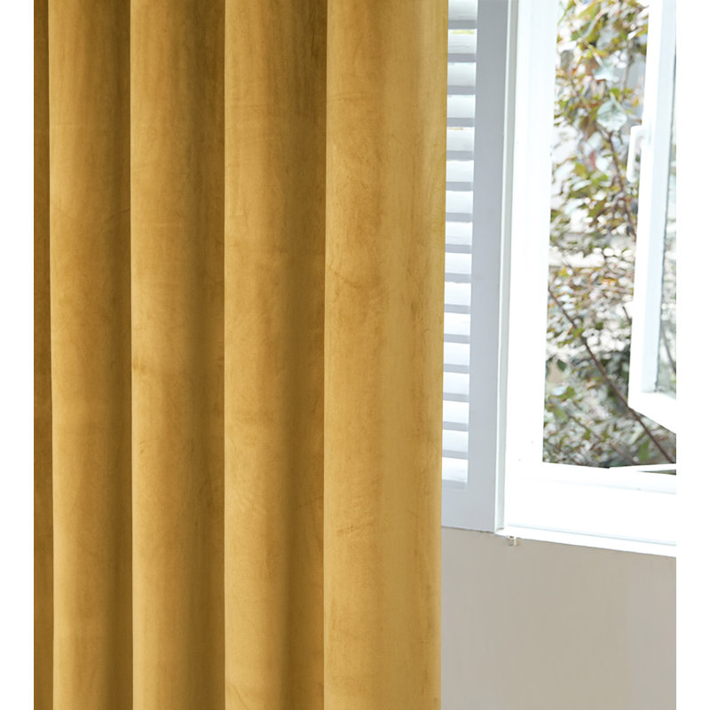 Latvina Eyelet Fully Lined Curtain, 114 W x 137 D cm, Ochre