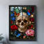 Reproduction d'art encadrée noire rétro avec fleurs de mort de style gothique rétro-537768238