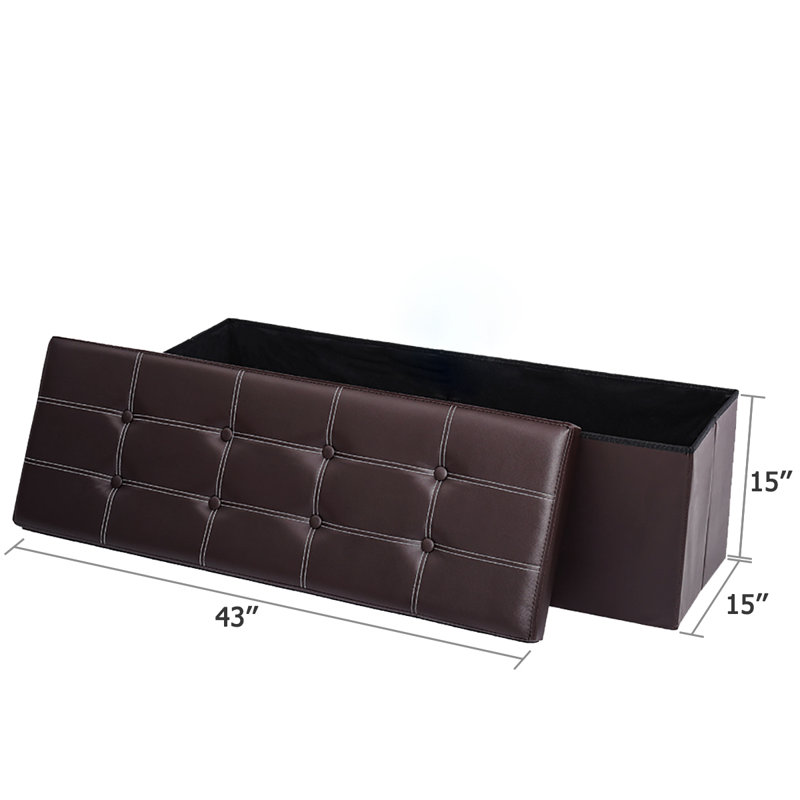 Banc de rangement en similicuir, Brun