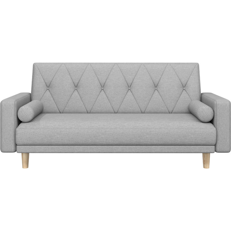Tufted 3 Seater Sofa Bed, Polyester - Light Grey