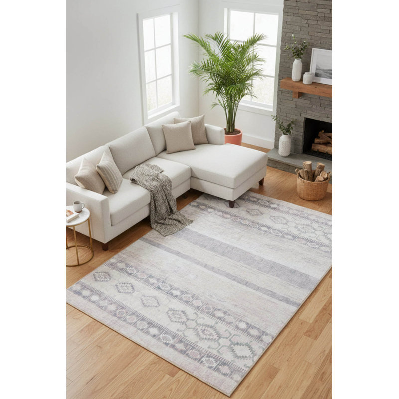 Tapis décoratif beige Ottilie, Tapis de couloir 2 pi 6 po x 7 pi 7 po
