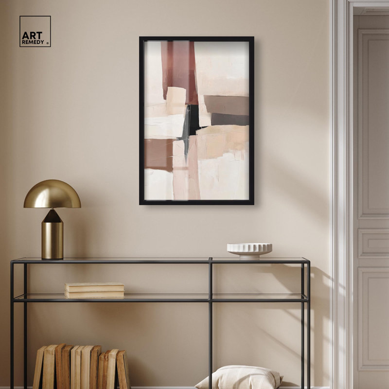 Décoration murale Boho Plaster Collage III Shadowbox Print par Art Remedy, cadre noir, 21 x 31, H 31 po x l 21 po