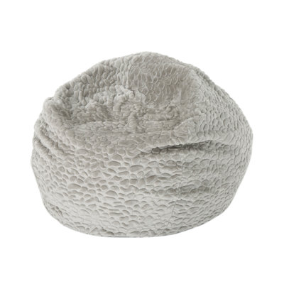 Fauteuil à billes arrondi en fausse fourrure 3 pieds Vida, brun / beige