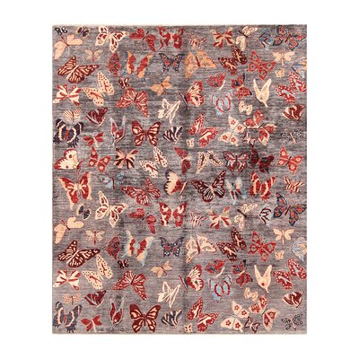 One-of-a-Kind Hand-Knotted 8'2"" x 9'9"" Wool Area Rug in Gray/Red -  Bokara Rug Co., Inc., 966056