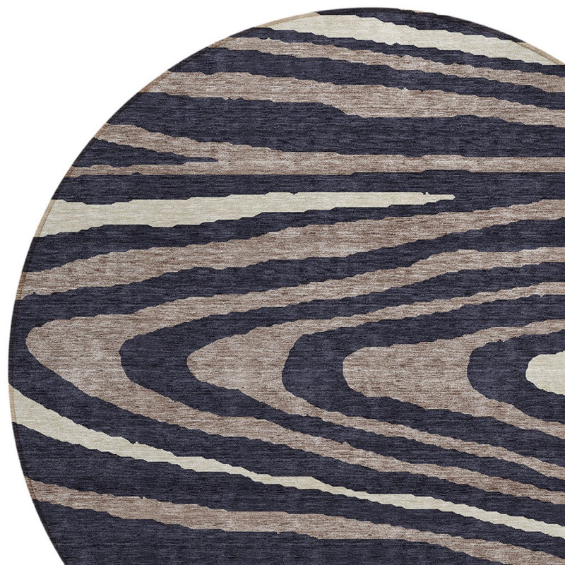 Tapis d'intérieur rond 8 po Taupe et beige