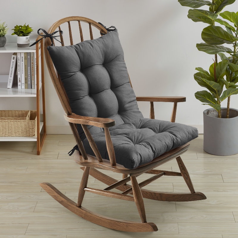 Coussin de chaise berçante Coussin de chaise berçante haut de gamme de qualité supérieure avec coussins à haut dossier et coussins de siège rembourrés antidérapants, ensemble de 2 pièces supérieures et inférieures avec attaches, couleur bourgogne