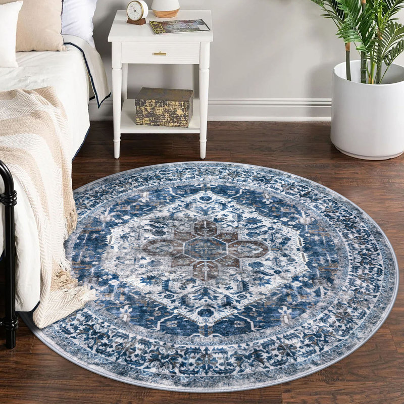 Tapis d'intérieur antidérapant Jodhveer , Rond 5 pi