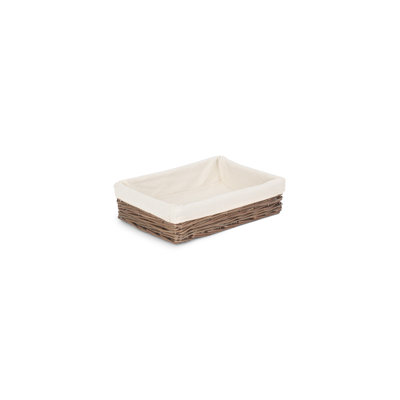 Wicker Storage Tray Basket with Lining