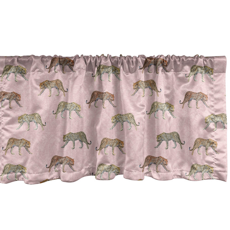 Blush Champagne Satin Leopard Print Rod Pocket Valance