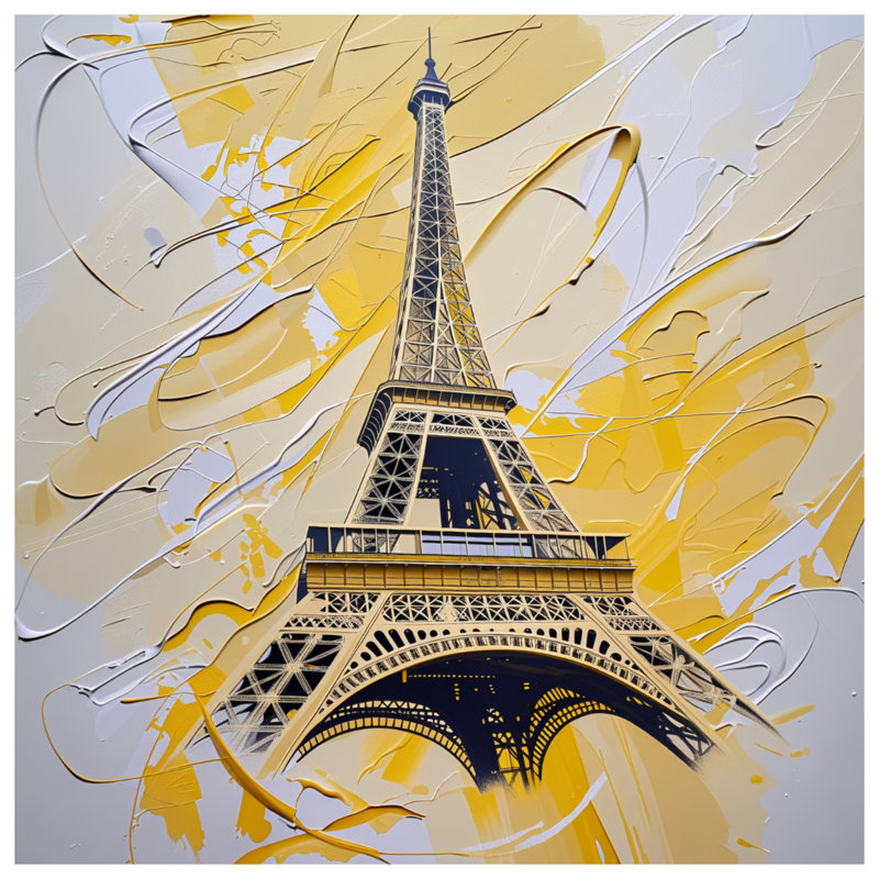Tapisserie murale Tour Eiffel - Décoration murale architecture, H 68 po x l 80 po avec 4 œillets