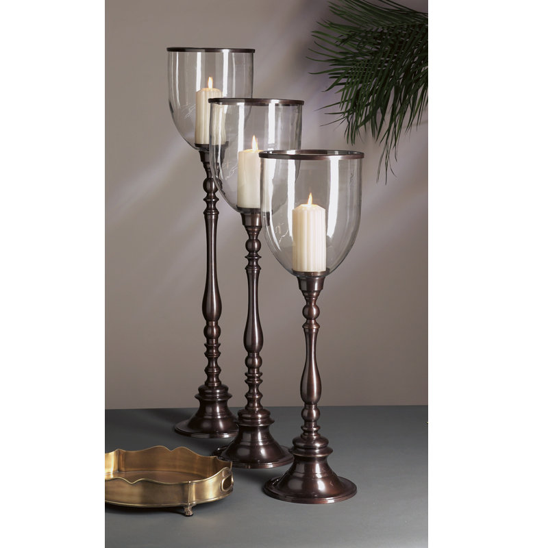 Base d’ouragan en laiton/verre base step, Moyen
