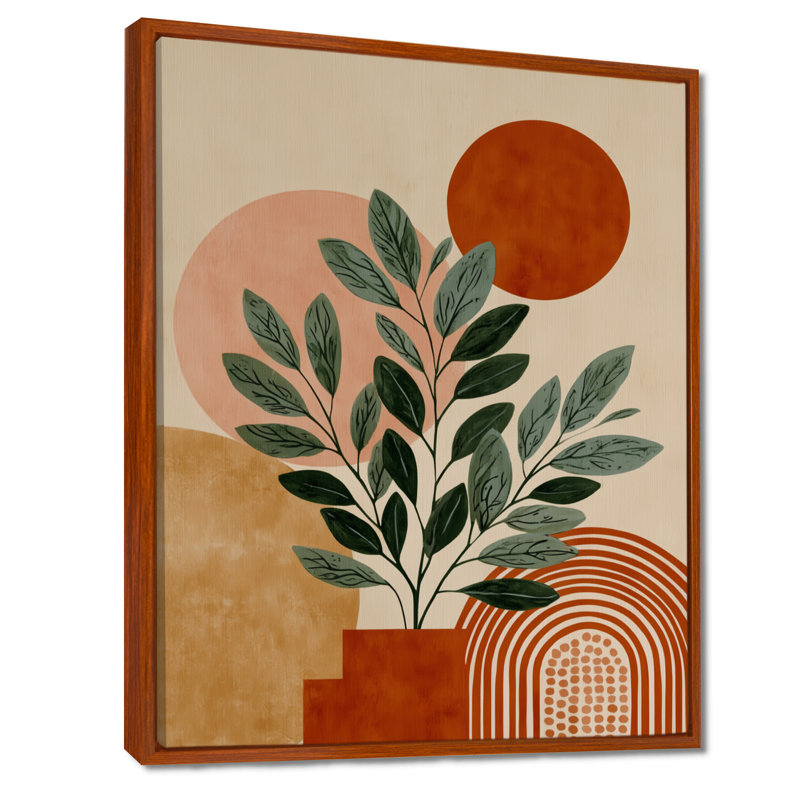«Green and Terracotta Minimalisme Sage Plants - Botanicals Wall Art», reproduction sur toile botanique verte, Cadre flottant