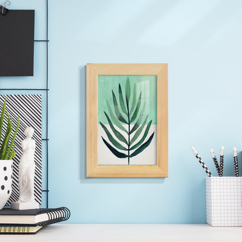 Verging Palm III, encadré sur papier, L 5 po x H 7 po x P 1 po, Encadré naturel