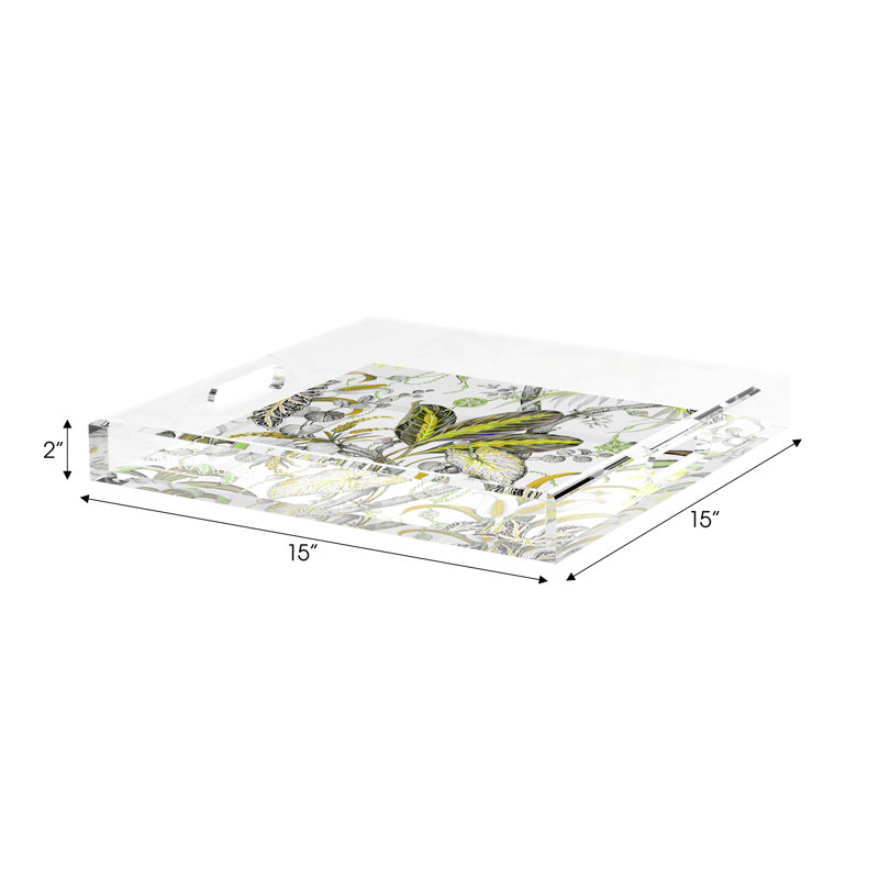 Amazonia Acrylic Square Decorative Tray, Mustard, 15"W x 15"D x 2"H