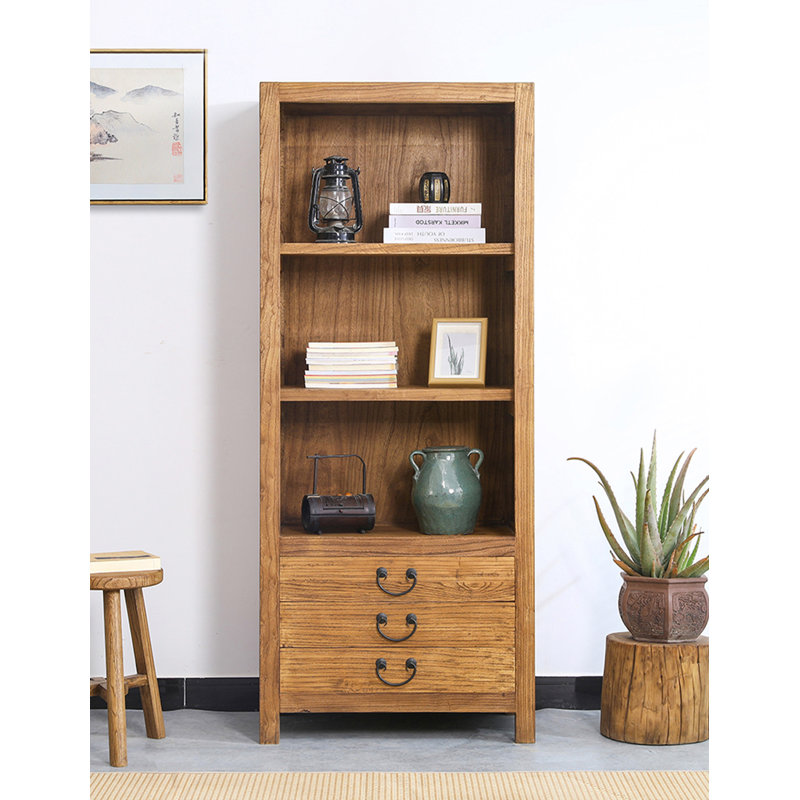 Vitrine 27,56 "en bois massif brun standard et armoires en porcelaine