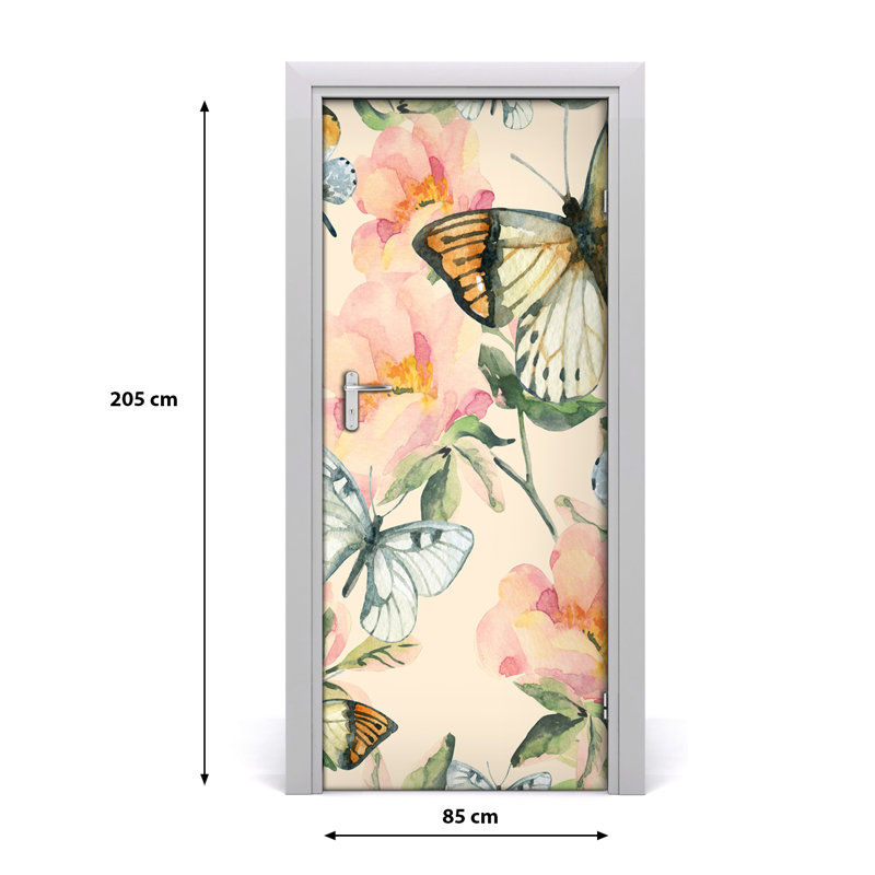 Roses And Butterflies Door Decal