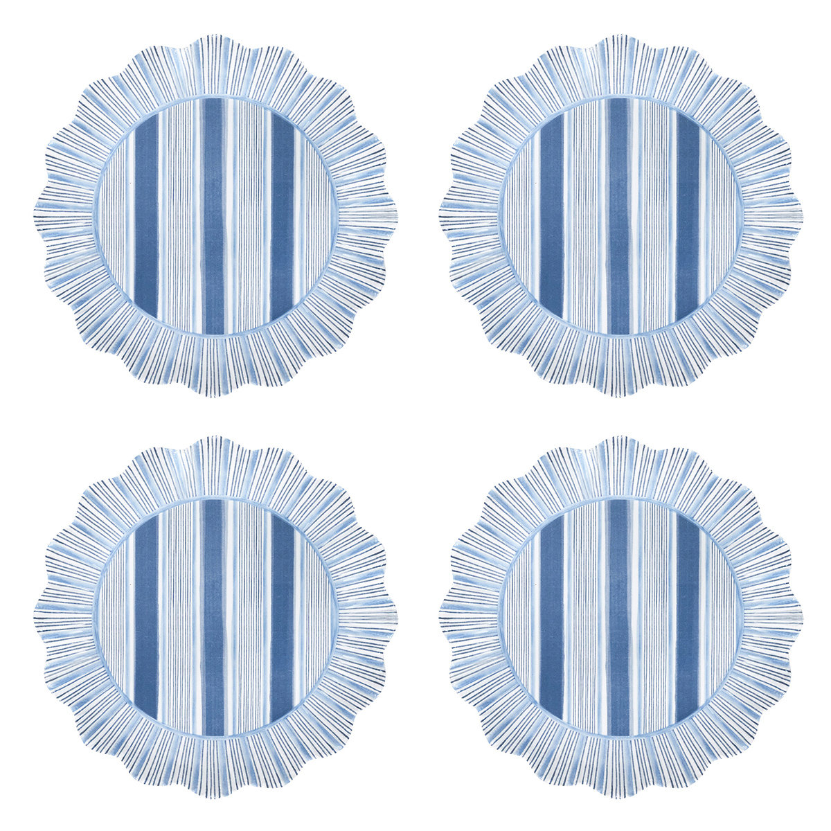 Cabana Stripe Melamine Dessert/Salad Plates, Ocean