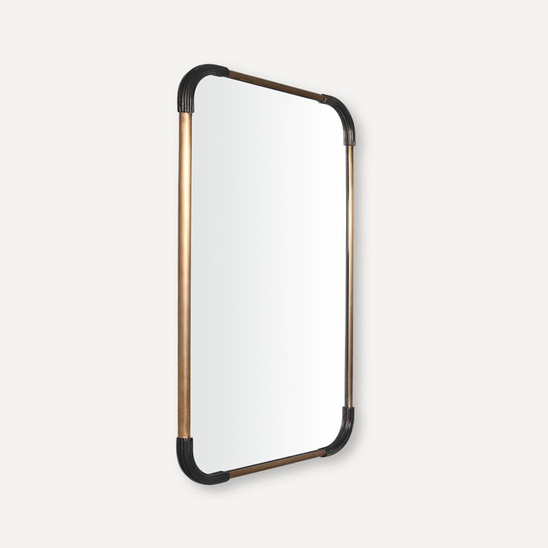 Mixed Metal Mirror, Aged Brass