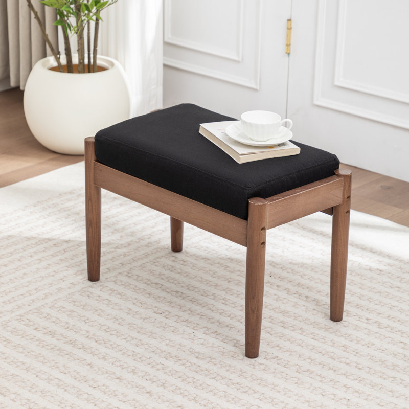 Juntier Upholstered Ottoman, Black