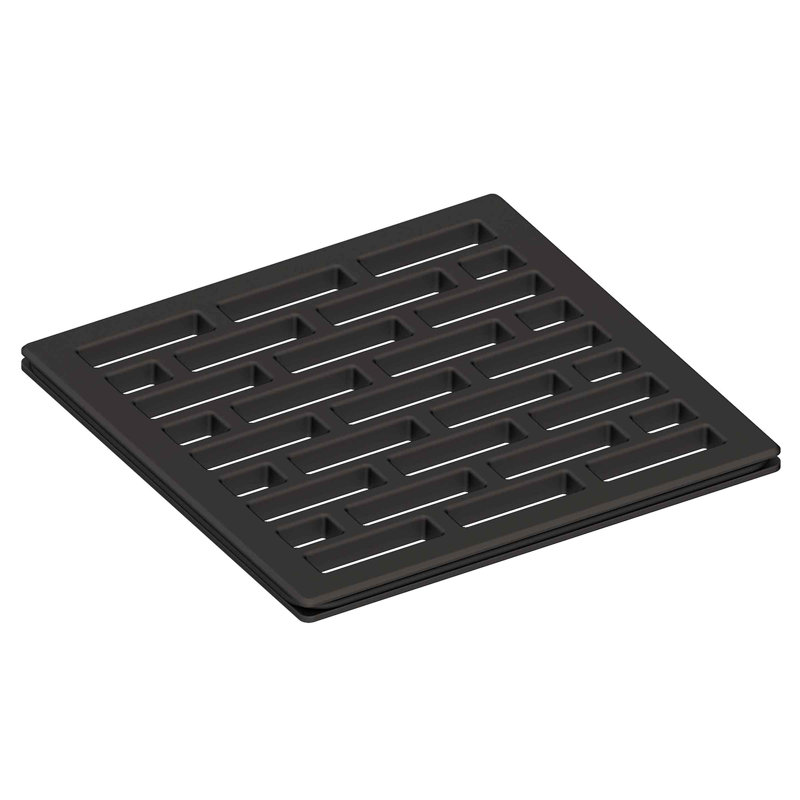 4" Square Shower Drain, Flat Black