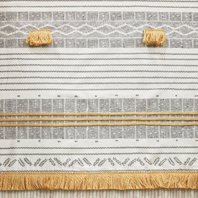 Cotton Stripe Printed Shower Curtain with Tassel, OEKO-TEX Certified for Safe and Stylish Bathroom Decor