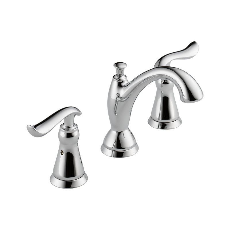 Robinet de salle de bain Linden à large entraxe, robinet de salle de bain à 3 trous, technologie Diamond Seal, ensemble de bonde en métal, chrome