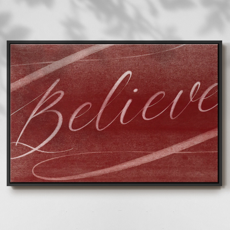Toile tendue avec châssis Believe, Cadre flottant noir, H 17 po x l 25 po x P 1,5 po