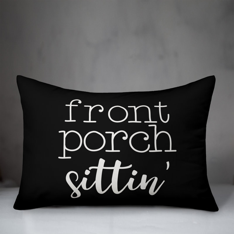  Coussin décoratif intérieur / extérieur en polyester, Noir, H 18 po x l 25 po
