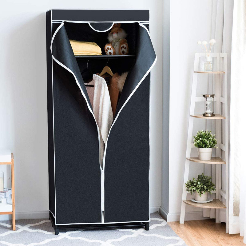 Twicken 50cm Rolling Portable Wardrobe, Black