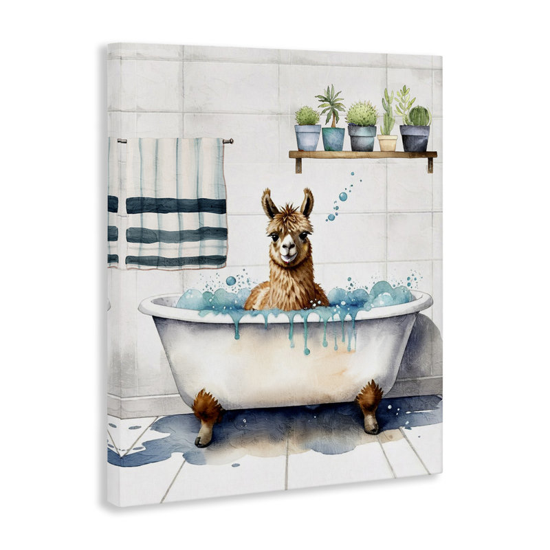 Art mural Alpaca Bathtime Suds par Kim Allen, H 20 po x l 16 po