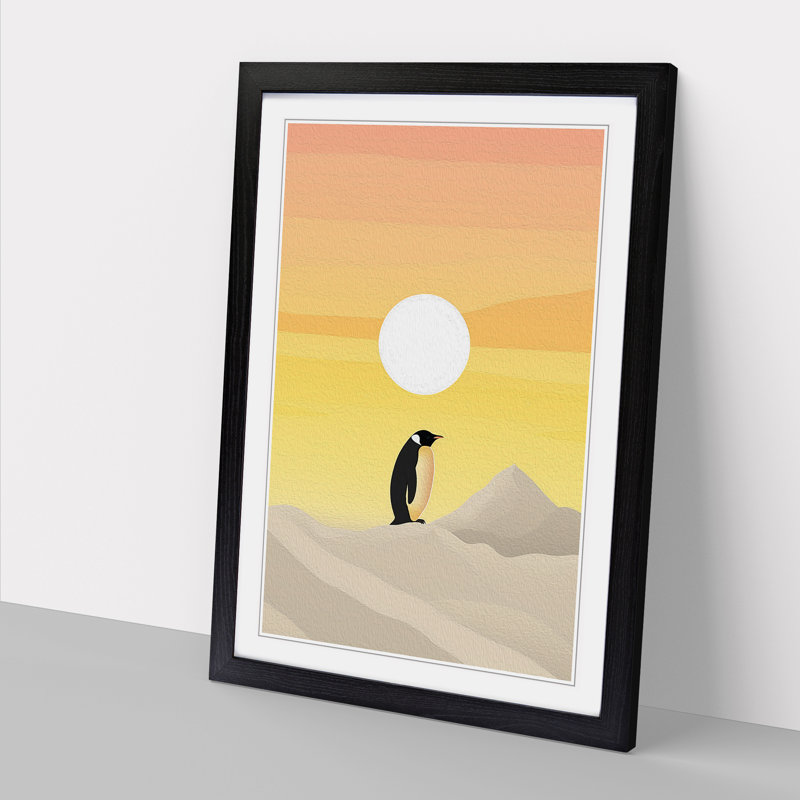Penguin Minimalism Art - Framed Print, Black Framed, 34cm H x 25cm W x 2cm D