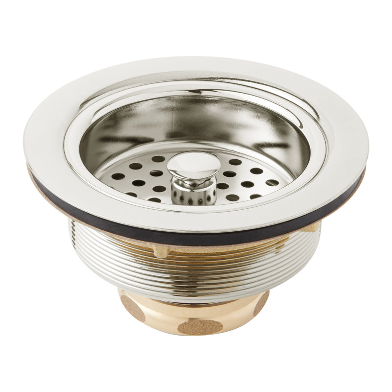 3-1/2" Kitchen Sink Basket Strainers - Set of Two - Polished Nickel, Polished Nickel