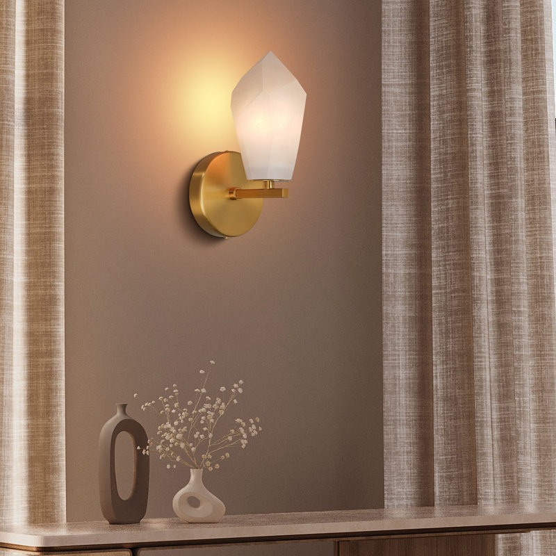 Alabaster Wall Sconce, Modern Spanish Natural Marble Bathroom Vanity Sconces for Bedroom Living Room Staircases, Bronze