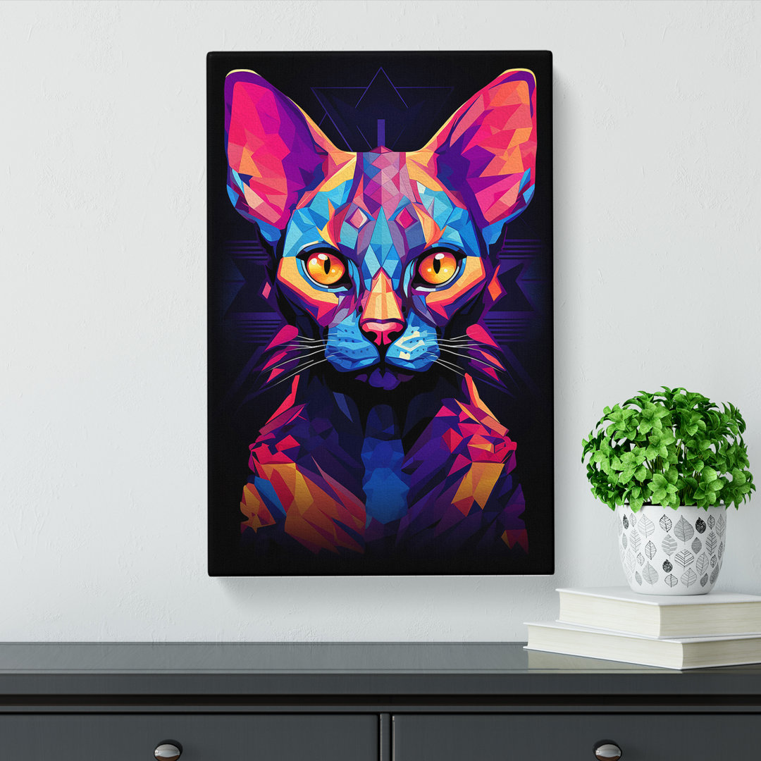 Sphynx Cat Geometric - Wrapped Canvas
